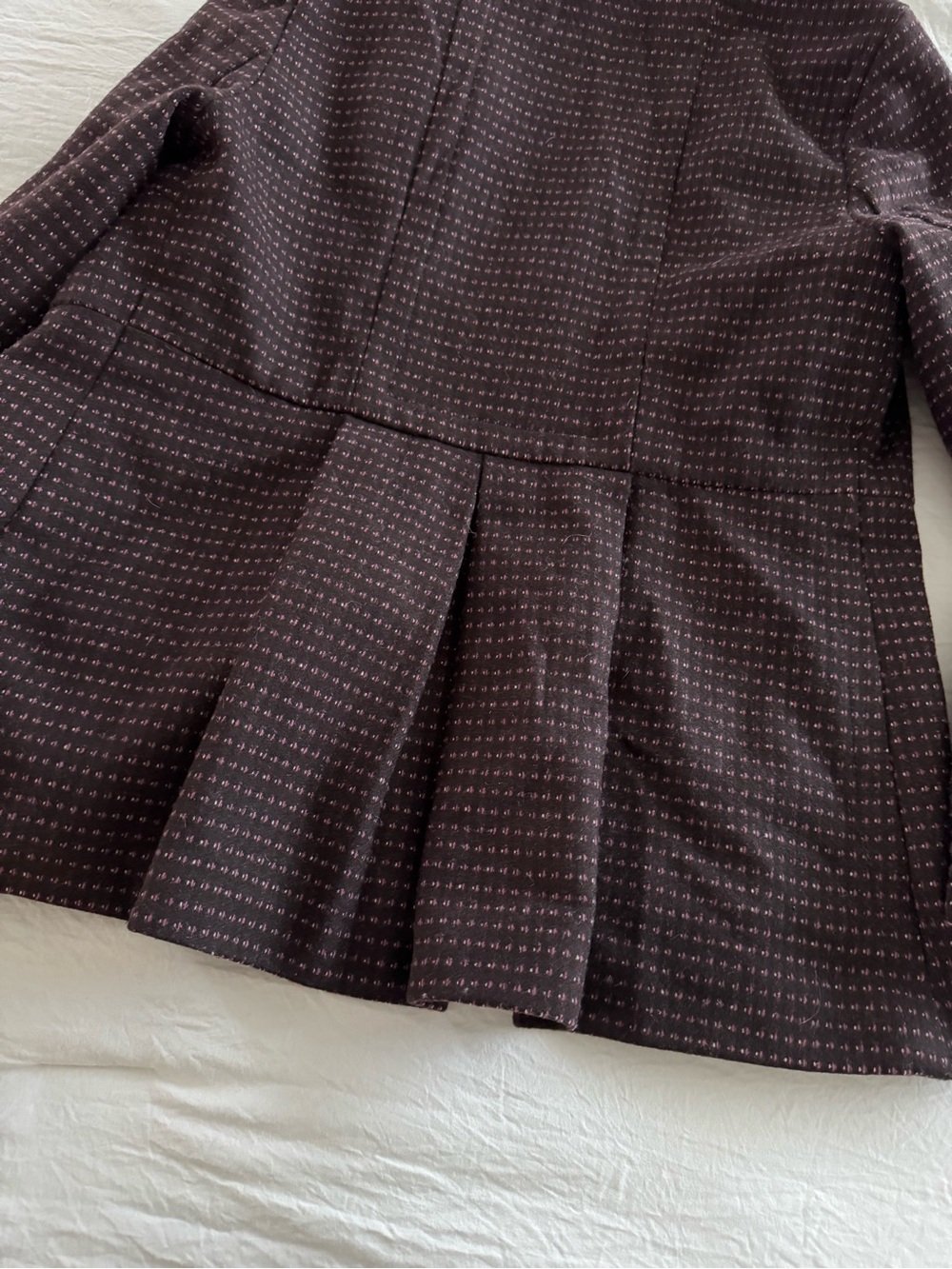 Banana Republic Wool Blend Brown Textured Woven Double-Breasted Peplum Jacket - Picture 10 of 14